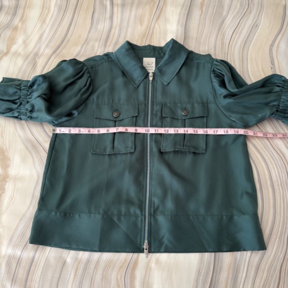 NEW! Cinq a Sept Holly Puff-Sleeve Utility Jacket Eucalyptus Green Small $395 - Picture 11 of 12